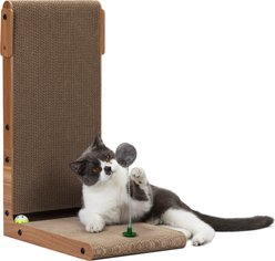 Bencmate Indoor 23.62-in L-Shaped with Bell & Built in Toy Cat Scratcher, Brown