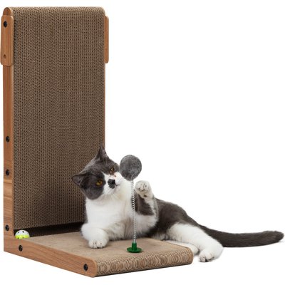 Bencmate Bencmate Indoor 23.62-in L-Shaped with Bell & Built in Toy Cat Scratcher, Brown
