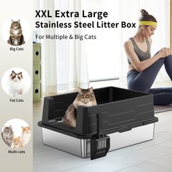 Bencmate Stainless Steel Cat Litter Box, Black, 27.56 x 19.69 x 11.81-in slide 2 of 6