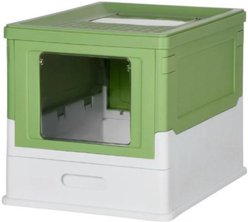 Bencmate Covered Cat Litter Box, Green, 18.8 x 14 x 14.5-in