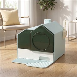 Bencmate House Shaped Covered Cat Litter Box, 18.5 x 17.8 x 16.5-in, Green