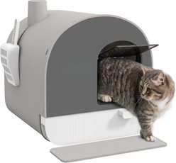 Bencmate Covered Cat Litter Box, Grey, 17 x 17.3 x 18.5-in