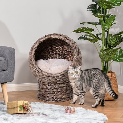 Bencmate Bencmate Handwoven Raised Novelty Elevated Cat Bed, Grey, Medium