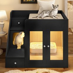 Bencmate Hidden Cat Litter Box Enclosure with 2 Storage Drawers, Black