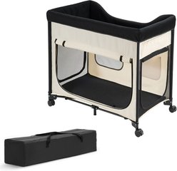 Bencmate Foldable Cooling Elevated Lounge Dog Bed, Beige, Medium