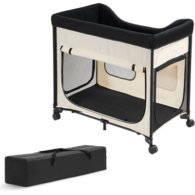 Bencmate Bencmate Foldable Cooling Elevated Lounge Dog Bed, Beige, Medium