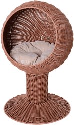 Bencmate Cooling Elevated Cat Bed with Rotatable Egg Chair Pod, Brown, Medium