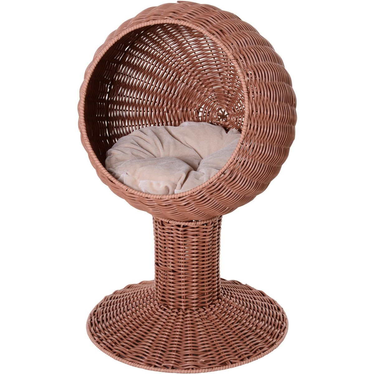 Bencmate Cooling Elevated Cat Bed with Rotatable Egg Chair Pod, Brown, Medium