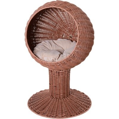 Bencmate Bencmate Cooling Elevated Cat Bed with Rotatable Egg Chair Pod, Brown, Medium