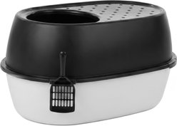 IRIS Top Entry Cat Litter Box with Scoop, White/Black, XX-Large