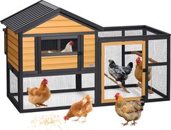 Petsfit Horizontal Stripes Wooden 2-Story Chicken Coop with Run & 2 Nesting Boxes, Large, 4 to 6 Chicken Capacity, 71 x 42 x 45-in