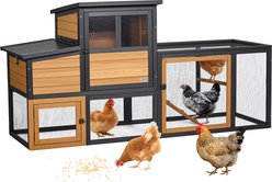 Petsfit Wooden 2-Story Chicken Coop with Run & 2 Nesting Boxes, Large, 2 to 3 Chicken Capacity, 80.5 x 30 x 41.5-in, Brown