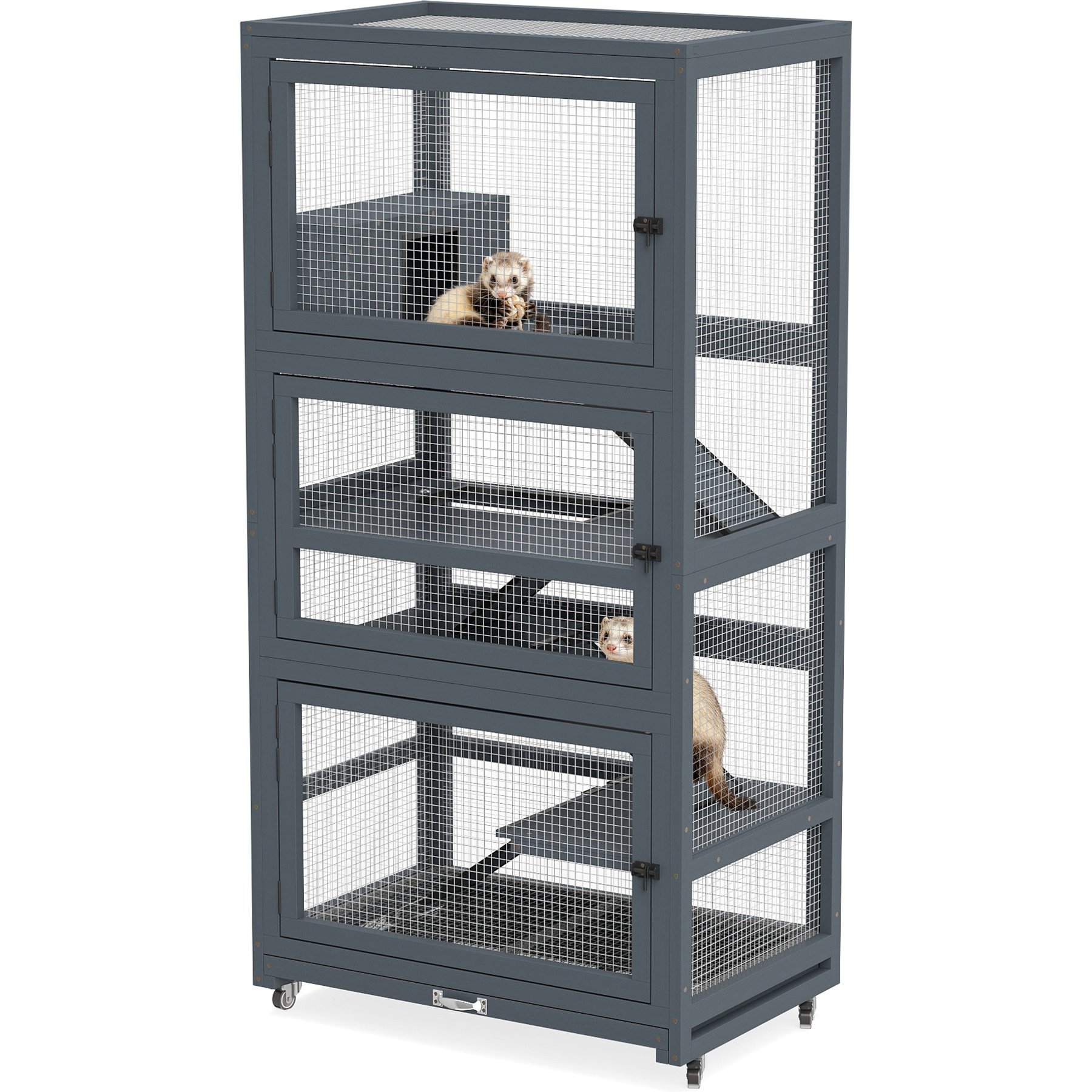 Coziwow 5 Level Locking Ferret Cage, Grey, 28.5 x 18.9 x 58.6-in