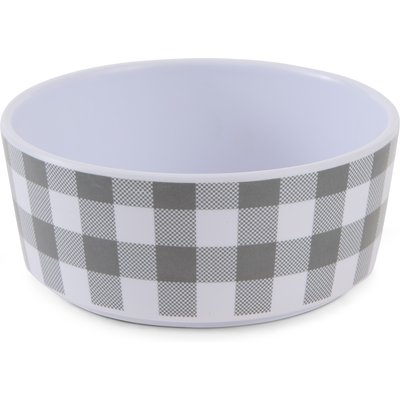 Bone Dry Bone Dry Gingham Melamine Single Non-Slip Dog & Cat Food Bowl, Gray, Medium/Large