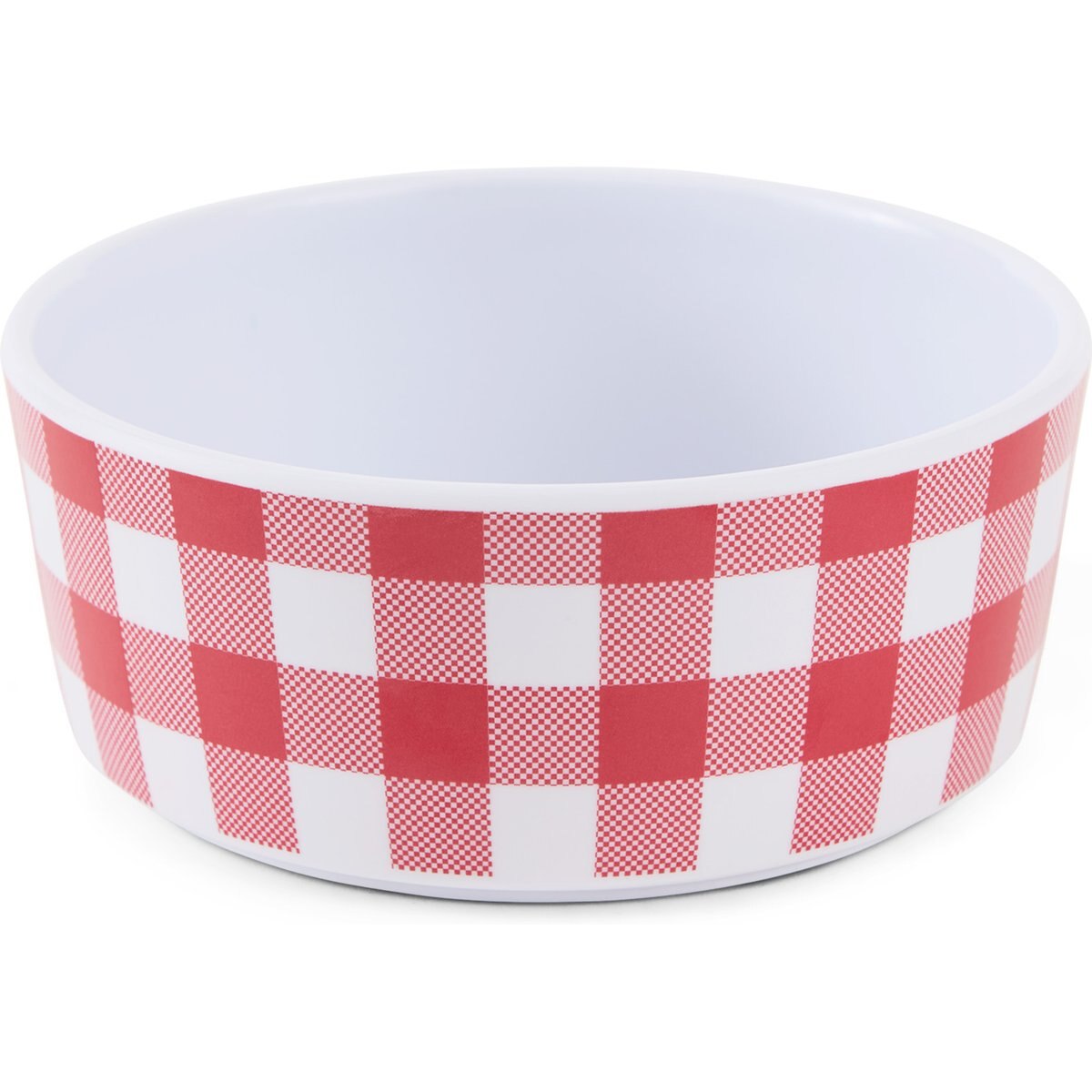 Bone Dry Gingham Melamine Single Non-Slip Dog & Cat Food Bowl, Red, Medium/Large