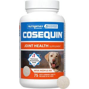 Nutramax Cosequin Joint Health Supplement with Glucosamine, Chondroitin, MSM & HA Chewable Tablet for Dogs, 75 count