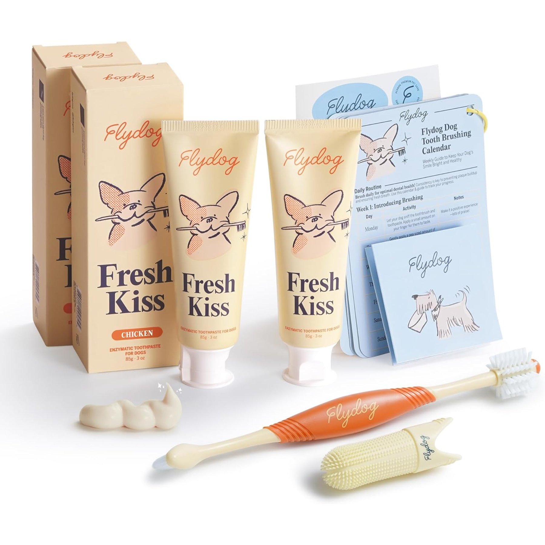 Flydog Fresh Kiss Chicken Breath Freshening Dog Dental Kit, 2 count