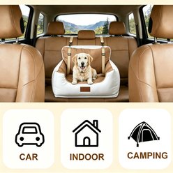 GAPZER Travel & Home Booster Elevated Escape Proof Car Seat Dog & Cat Carrier with Clip-On Safty Leash, Brown, 25.8 x 20.8 x 13.7-in slide 2 of 8