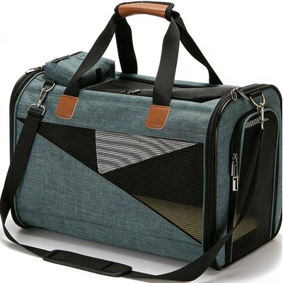 DOPZER DOPZER Travel Escape Proof Bag Soft Sided Dog & Cat Carrier, Green, 19.7 x 12.5 x 11-in