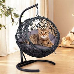 Bencmate Indoor Hanging Swinging Novelty Cat Swing Bed with Cushion, Grey