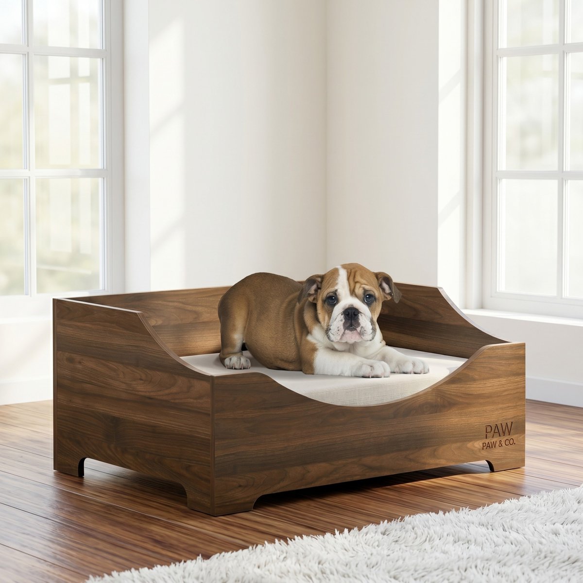Bencmate Wooden Novelty Dog Bed with Removable Cushion, Brown