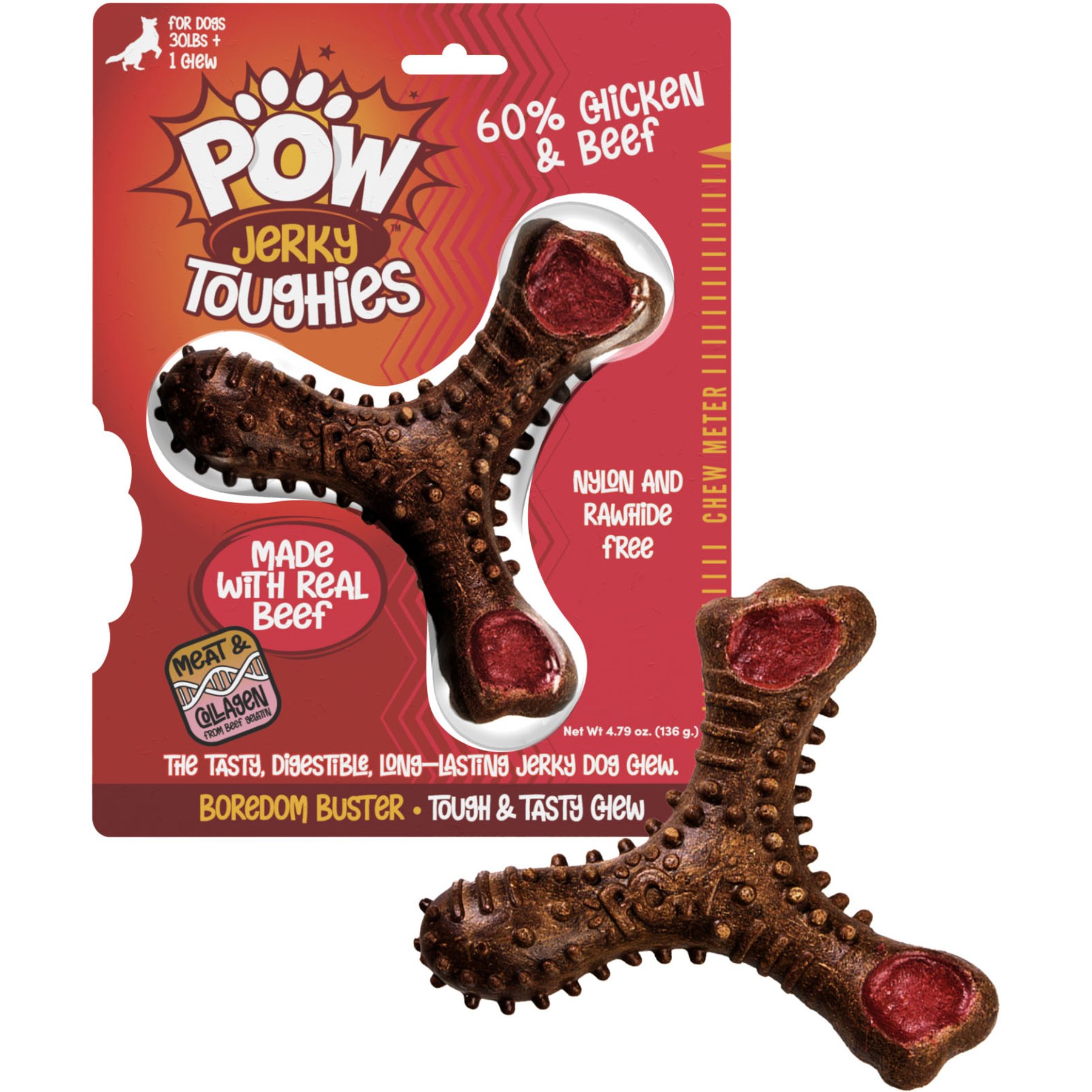 POW Jerky Toughies Large Beef Natural Dog Chew