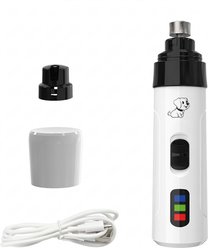 Kseroo Cordless Electric Dog & Cat Nail Clipper with 2 Speed Settings, LED Light & Quiet Motor, White