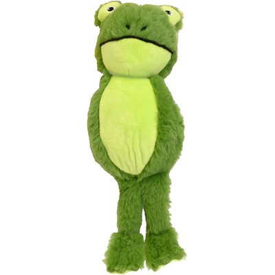 Kensie Kensie Shaggy Frog Squeaky Plush Dog Toy with Spiky Ball, Green, 12-in