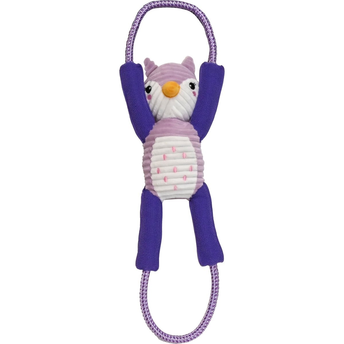 Buddy Buddy Interactive Owl Squeaky Rope Tug Dog Toy, Purple, 24-in