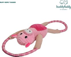 Buddy Buddy Interactive Pig Squeaky Rope Tug Dog Toy, Pink, 24-in slide 2 of 6