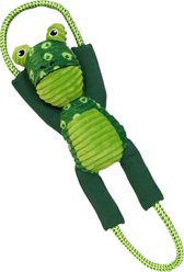 Buddy Buddy Interactive Frog Squeaky Rope Tug Dog Toy, Green, 24-in