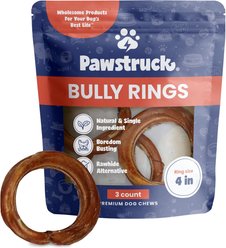 Pawstruck Natural 4-in Bully Stick Rings Dog Chew Treats, 3 count