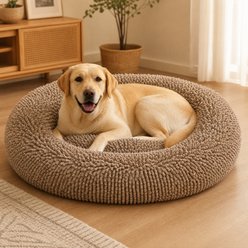 Kylinsure Calming Cuddler Chenille Donut Dog & Cat Bed, Beige, Jumbo