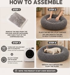 Kylinsure Calming Cuddler Chenille Donut Dog & Cat Bed, Grey, Large slide 2 of 7