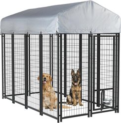 LEMBERI Waterproof Heavy Duty Welded Wire Outdoor Dog Kennel, Black, 93 x 50.4 x 72.1-in