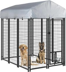 LEMBERI Waterproof Heavy Duty Welded Wire Outdoor Dog Kennel, Black, 69 x 50.4 x 72.1-in