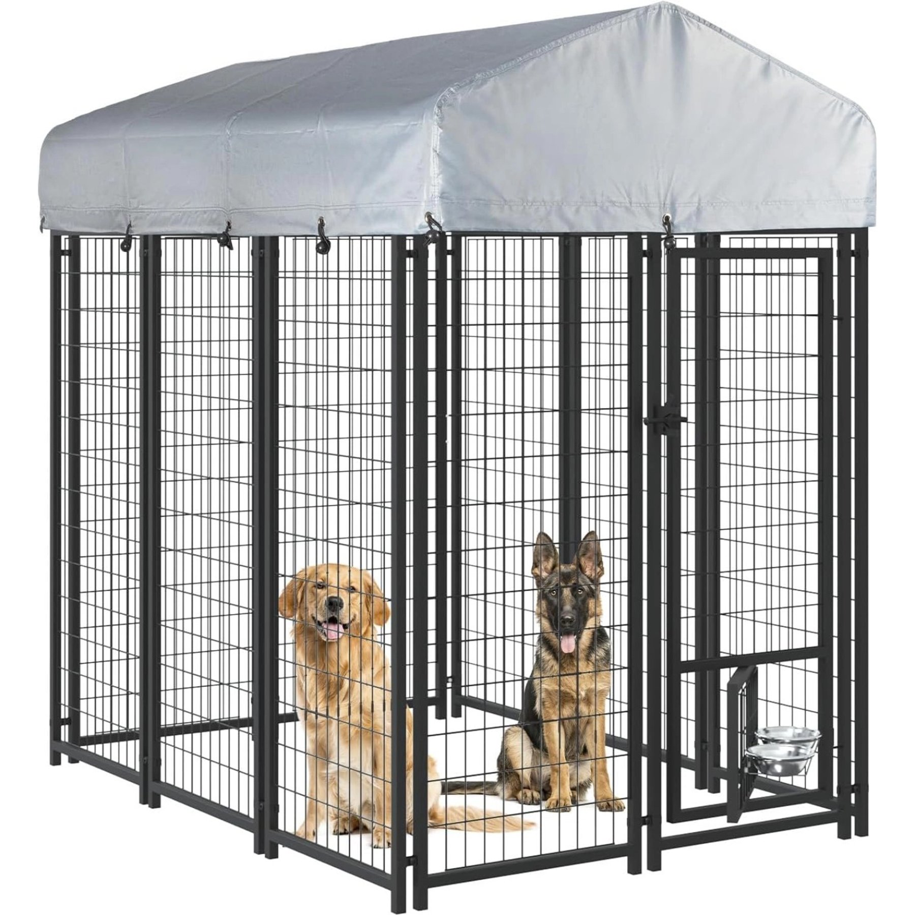 LEMBERI Waterproof Heavy Duty Welded Wire Outdoor Dog Kennel, Black, 69 x 50.4 x 72.1-in