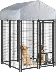 LEMBERI Waterproof Heavy Duty Welded Wire Outdoor Dog Kennel, Black, 45.4 x 50.4 x 72.1-in