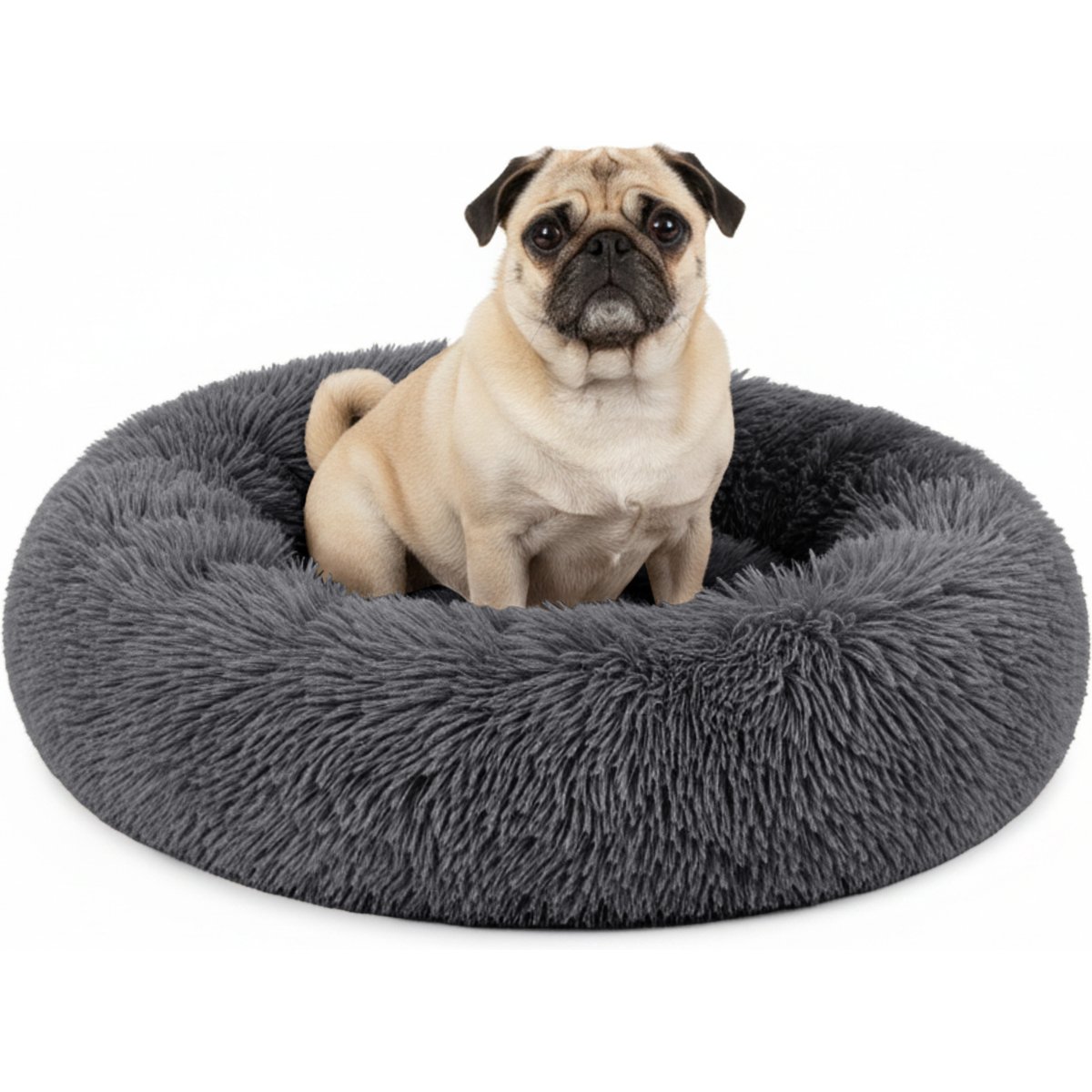 PetAmi Donut Cat & Dog Bed, Gray, Small