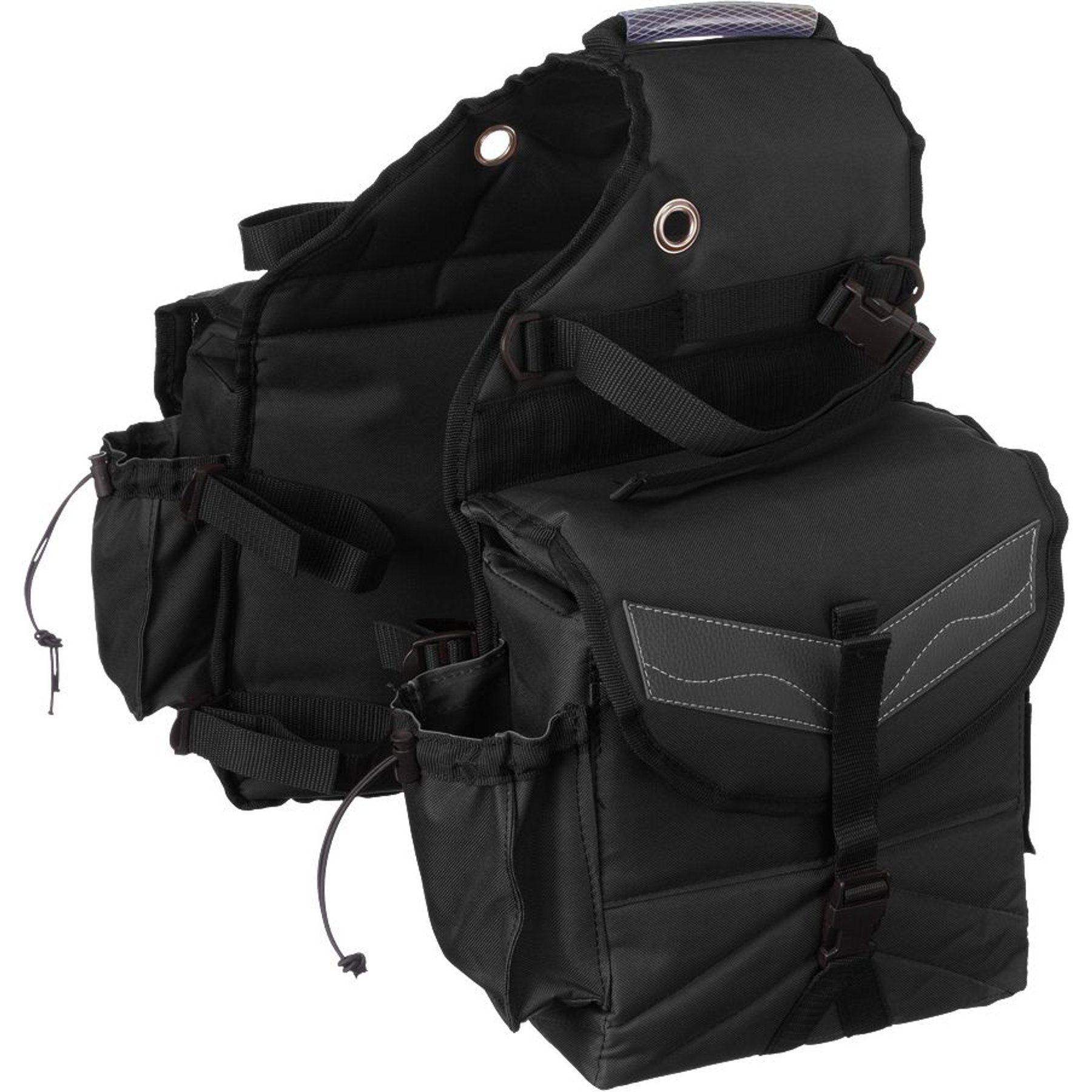Tough1 Multi-Pocket Insulated Horse Saddle Bag, Black