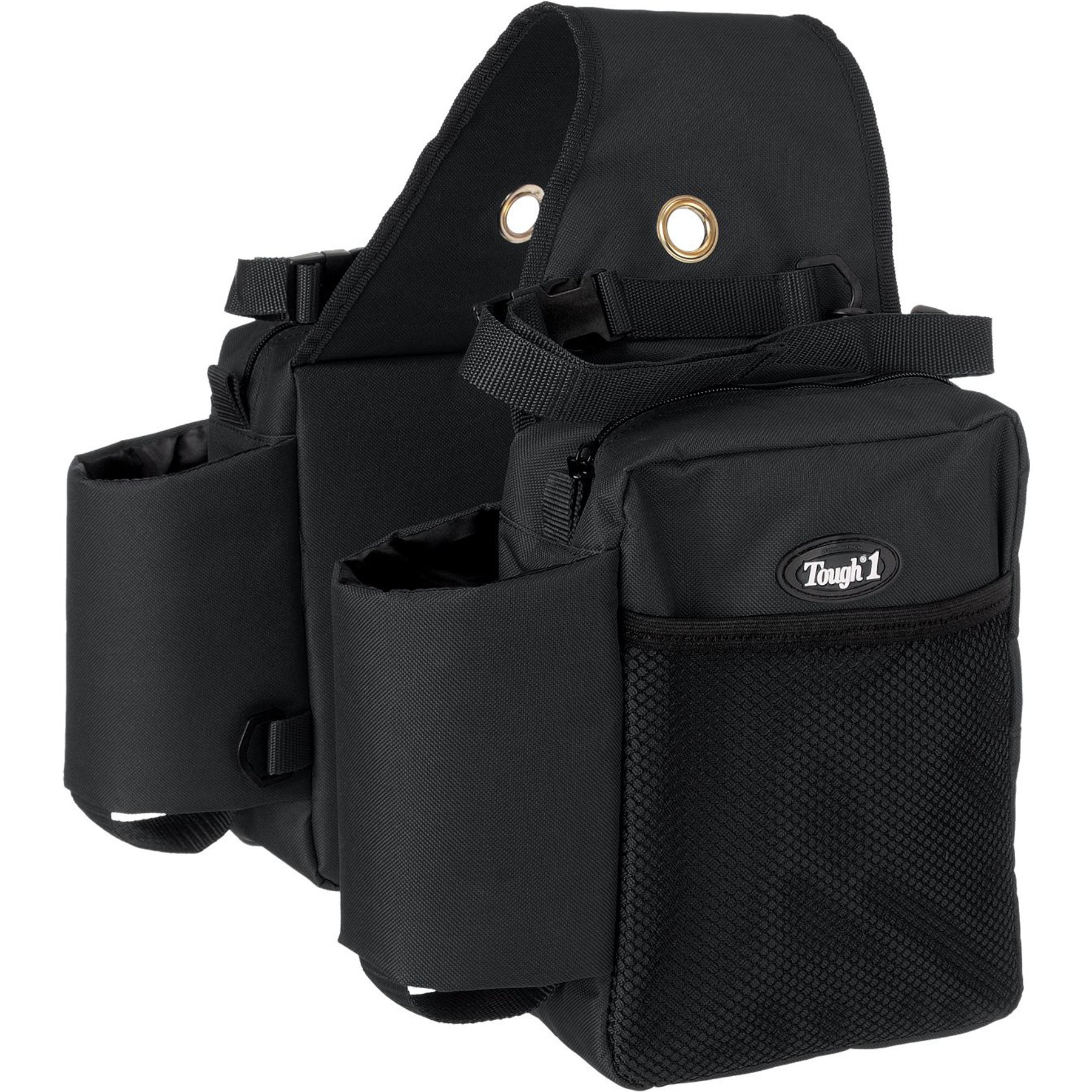 Tough1 Horse Saddle Bag with Bottle Holders, Black