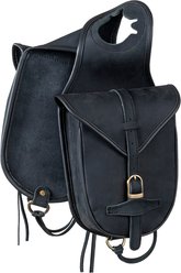 Tough1 Soft Leather Horse Horn Bag, Black