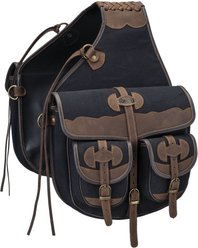 Tough1 Canvas Horse Trail Bag with Leather Accents, Black