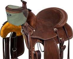 Tough1 Canvas Horse Pommel Bag with Leather Accents, Sage slide 2 of 3