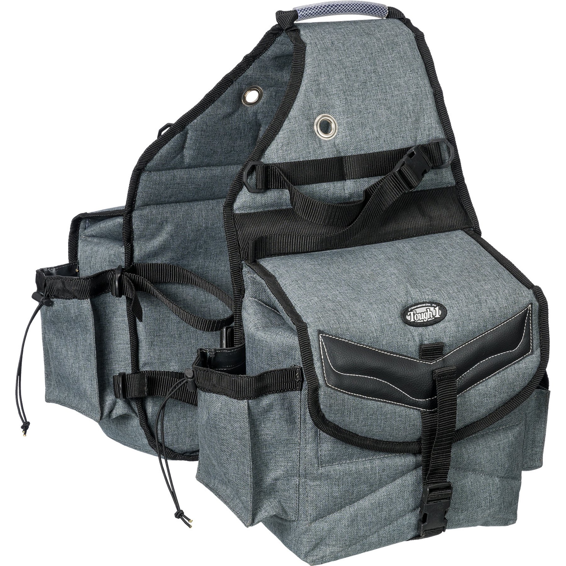 Tough1 Multi-Pocket Insulated Horse Saddle Bag, Grey