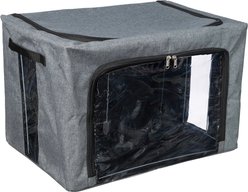 Tough1 Collapsible Clear Window Horse Storage Cube, Black/Grey