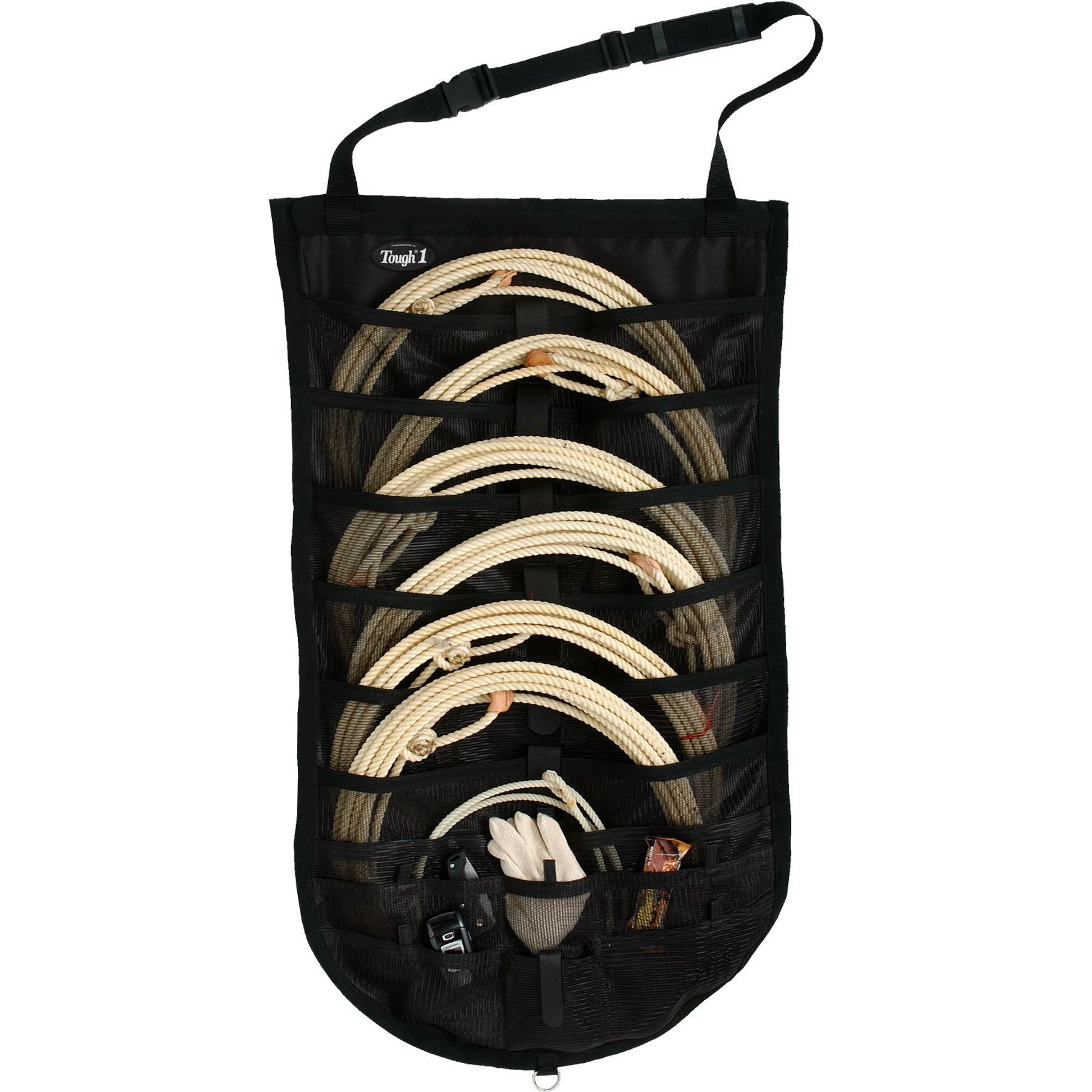 Tough1 Horse Hanging Rope Bag, Black