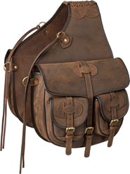 Tough1 Oiled Leather Horse Saddle Bag, Brown