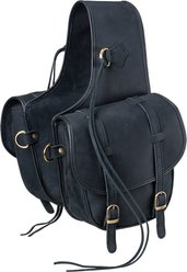Tough1 Soft Leather Horse Saddle Bag, Black