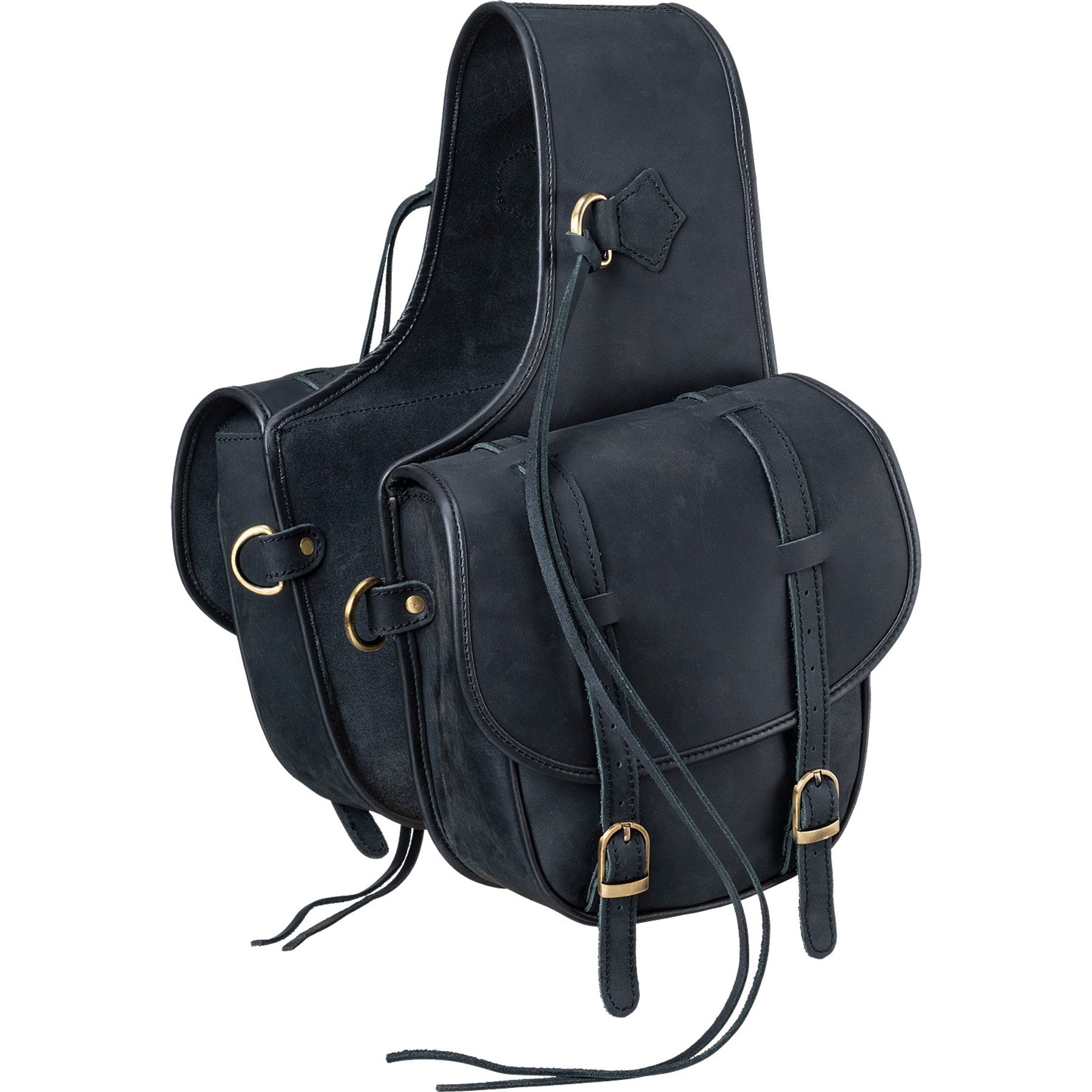 Tough1 Soft Leather Horse Saddle Bag, Black